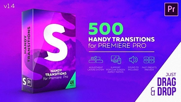 Gói 500 Handy Seamless Transitions cho Premiere Pro