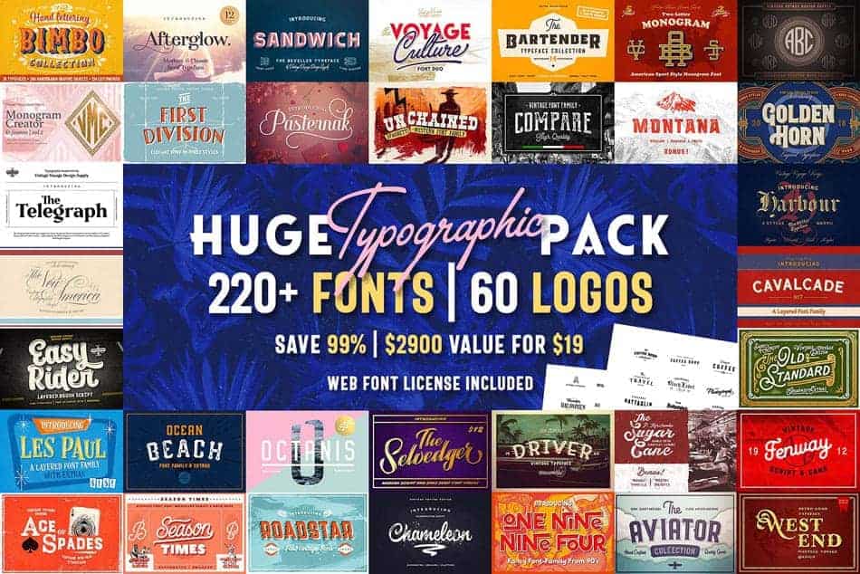gói Typographic + 60 Logos giá 2900$
