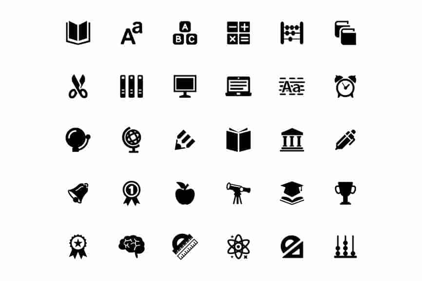30 Education Solid - Glyph Icons