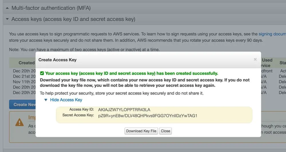 Access Key và Secret Key