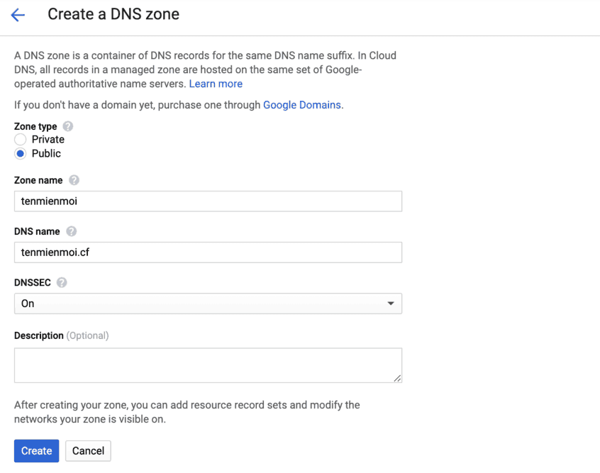 create a DNS zone