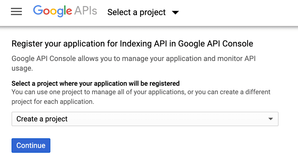 create project index API