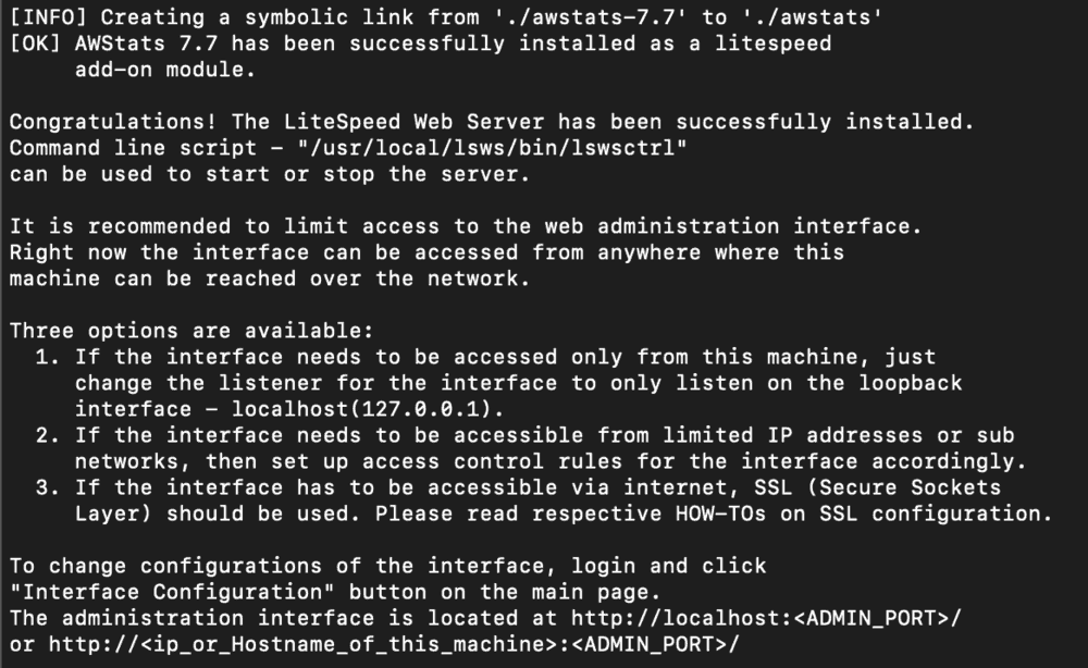Cài đặt lightspeed web server free starter 19