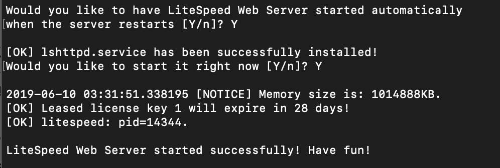 Cài đặt lightspeed web server free starter 20