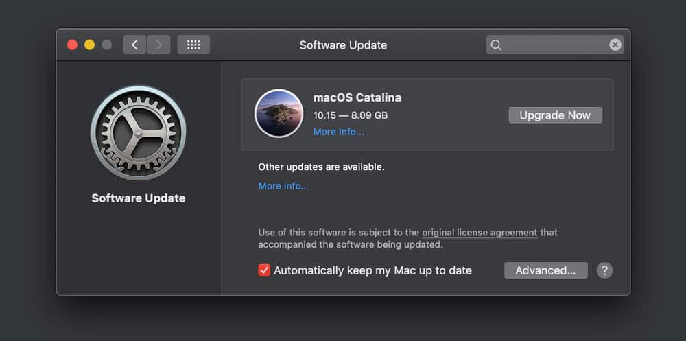 cập nhật macOS 10.15