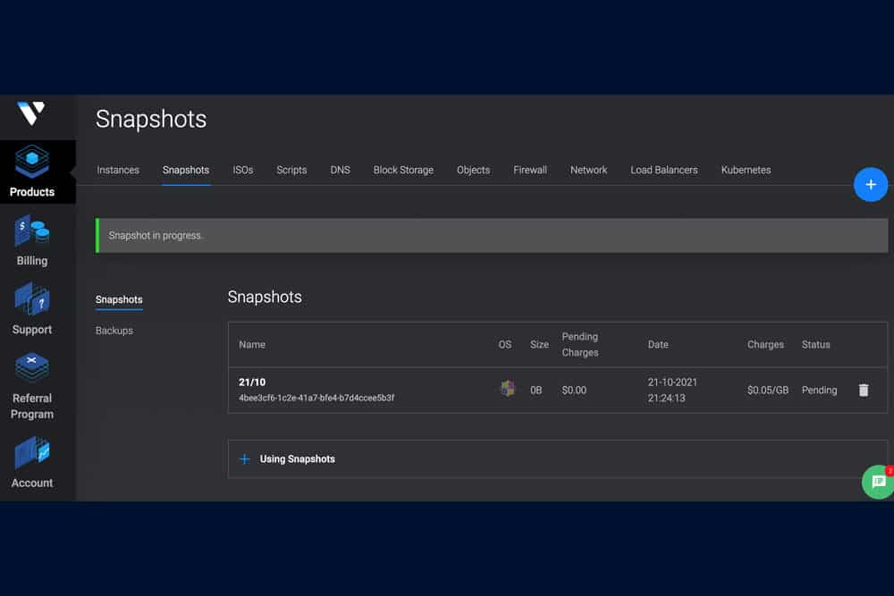 Vultr thu phí lưu trữ Snapshot từ tháng 10